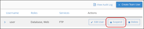 cPanel - Manage Team - Suspend user