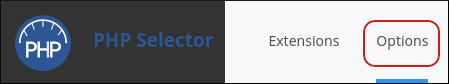 cPanel - PHP Selector - Options tab