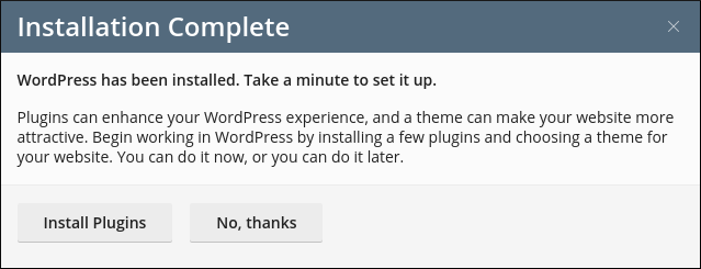 WordPress Toolkit - Installation Complete