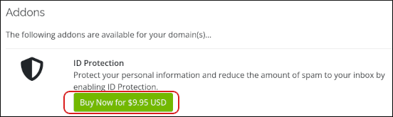Customer Portal - Domains - Addons - ID Protection