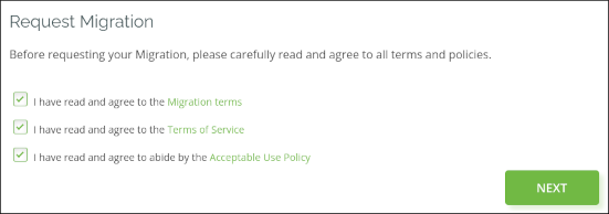 Customer Portal - Migration Request - Accept terms