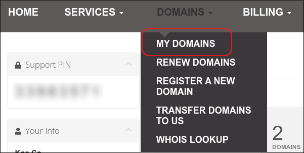 Customer Portal - Domains - My Domains