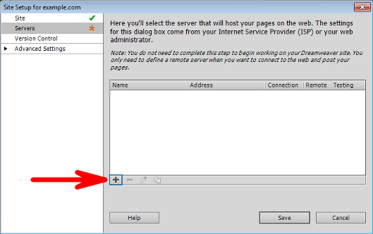Dreamweaver - Add new server