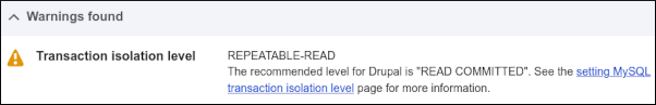 Drupal - Admin interface - Transaction isolation level