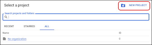 Google Cloud Console - New project