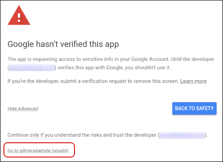 Google Drive - Advanced - Go to gdrive-example