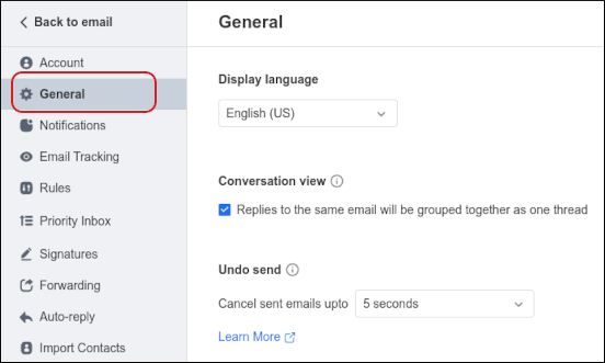 Webmail - Settings - Preferences - General