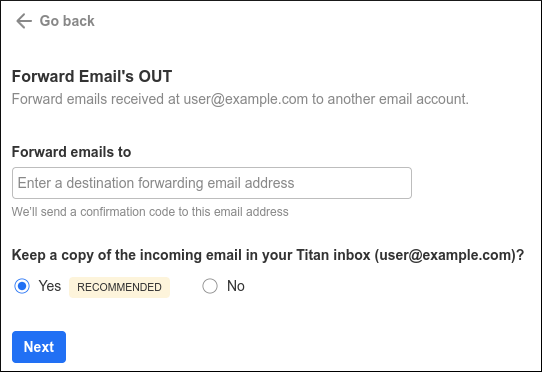 Webmail - Forwarding - Configuration