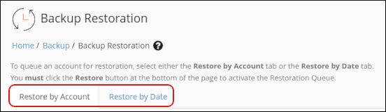 WHM - Backup Restoration - Tabs