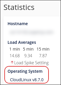 WebHost Manager - Statistics sidebar - Operating System