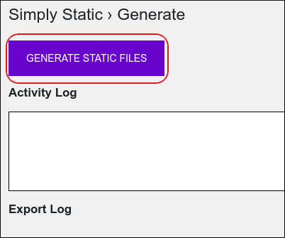 WordPress - Simply Static - Generate page