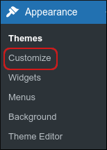 WordPress sidebar - Appearance - Customize