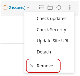 WordPress Toolkit - Settings - Remove