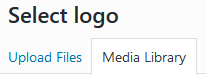 Upper left of Select logo dialog showing Upload Files and Media Library tabs
