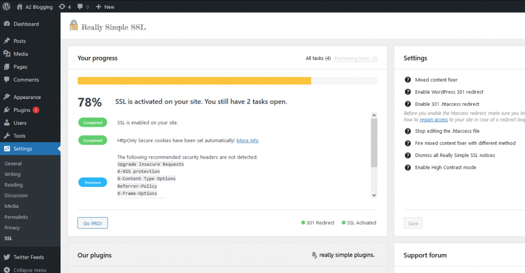 SSL Installation Progress