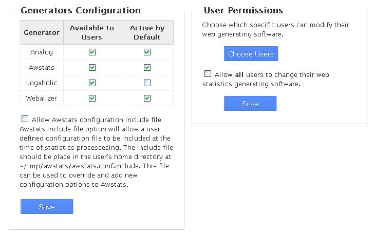 stats generator and user permissions