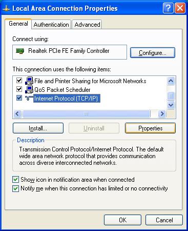 local area connection properties