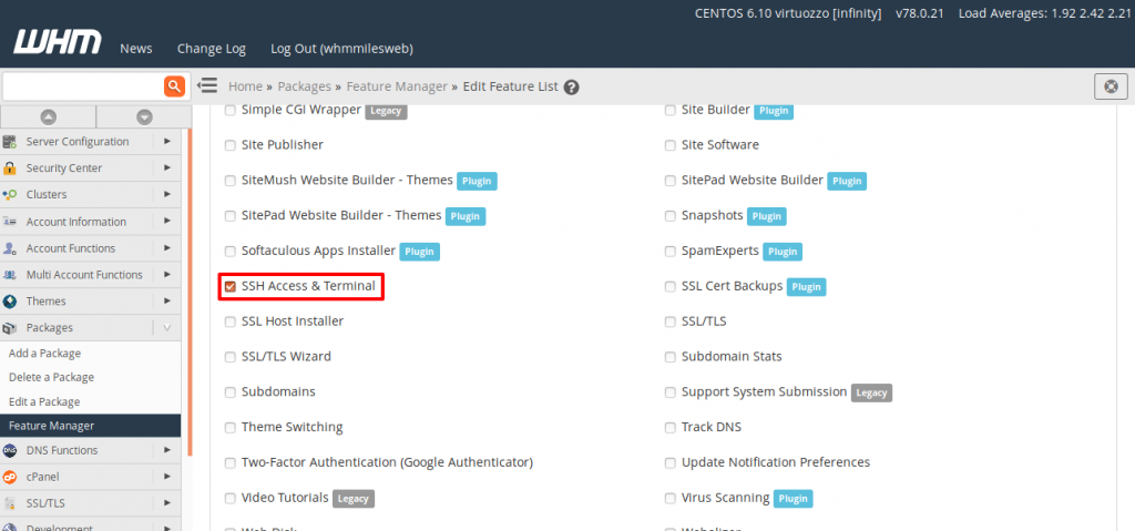 WHM SSH Access & Terminal