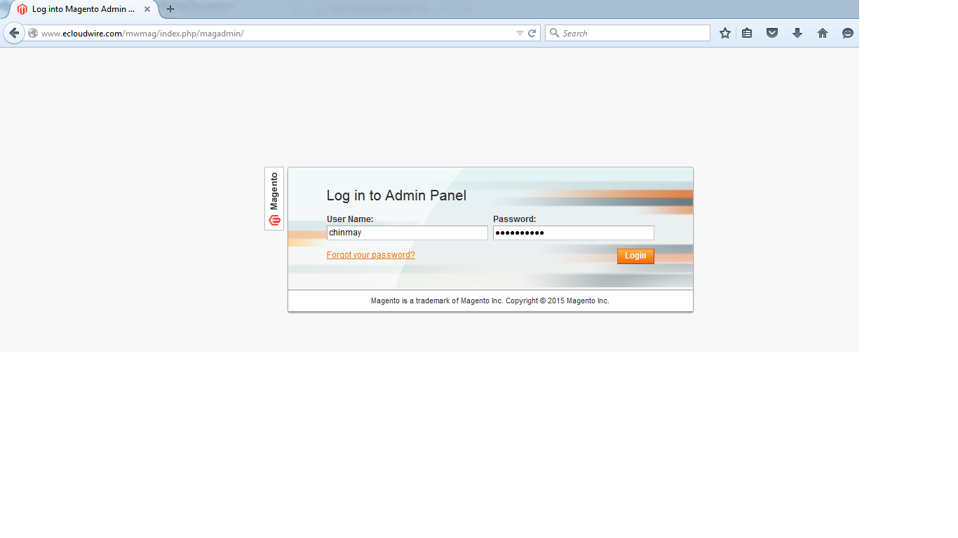 Log into Magento