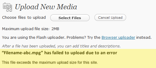 Fixing the "Maximum upload size exceeded" Error