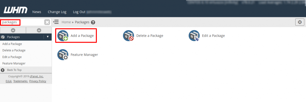 WHM Add Packages