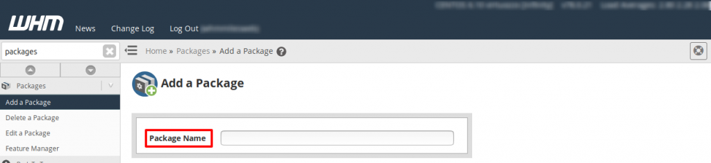 WHM Package Name