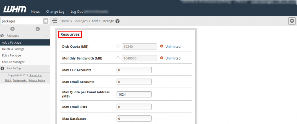 WHM Package Resources