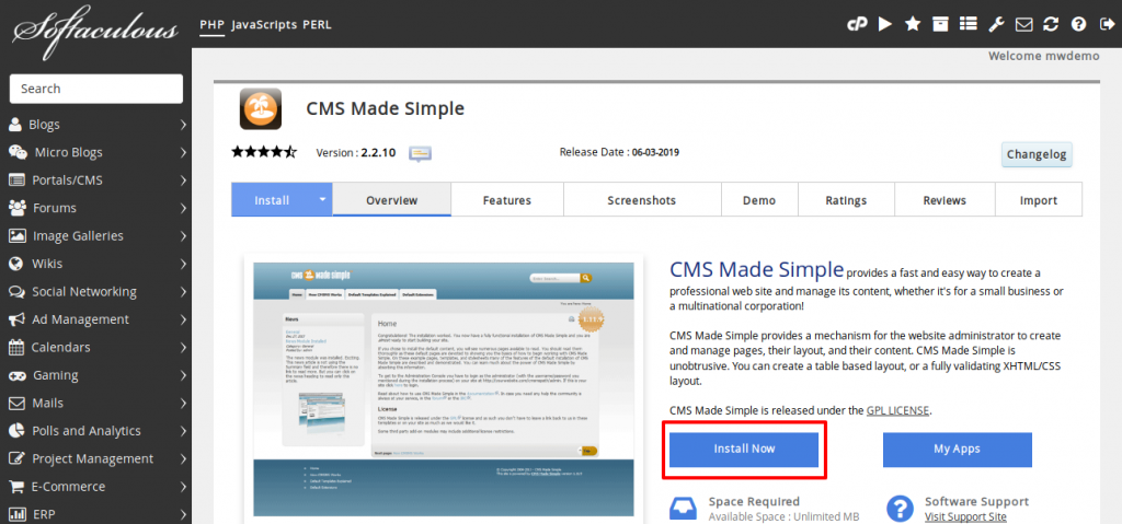 CMS Made Simple Install Now