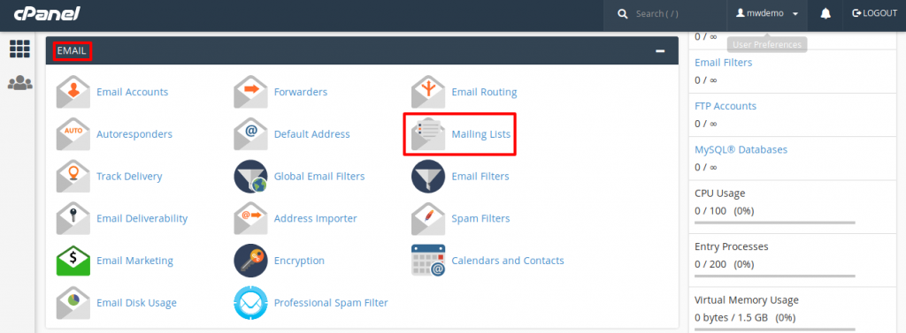 cPanel Mailing List