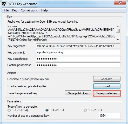 PuTTY Private key