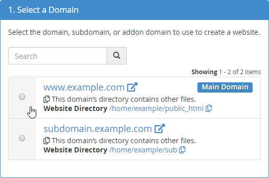 select a domain