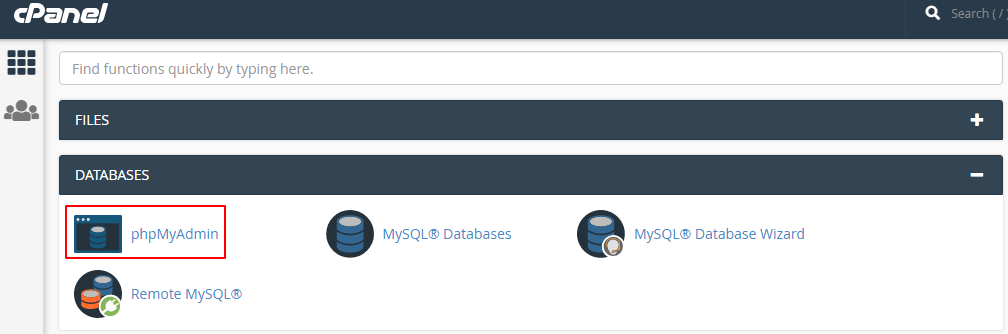 cPanel phpMyAdmin