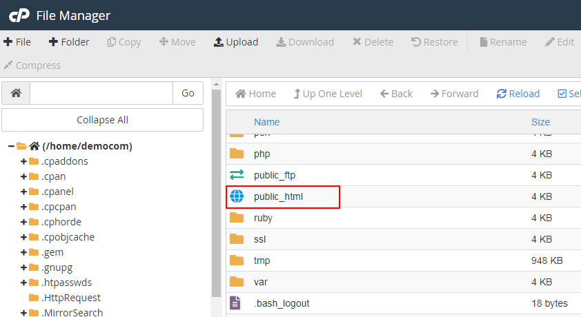 cPanel public_html
