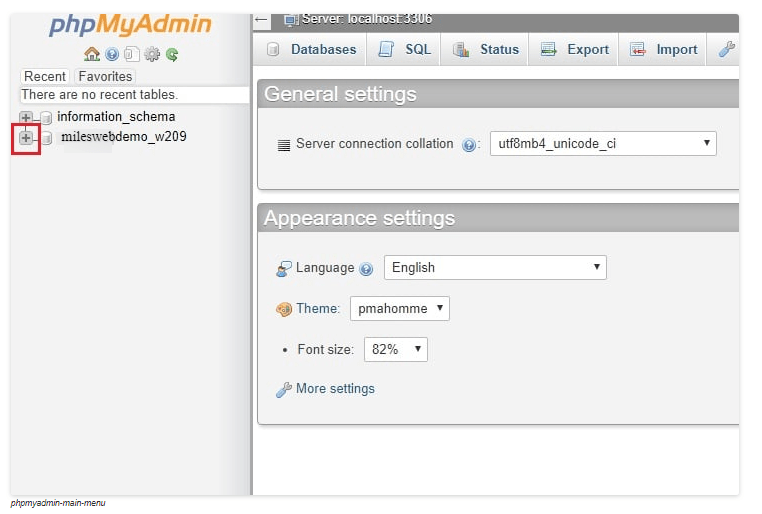 cPanel tables