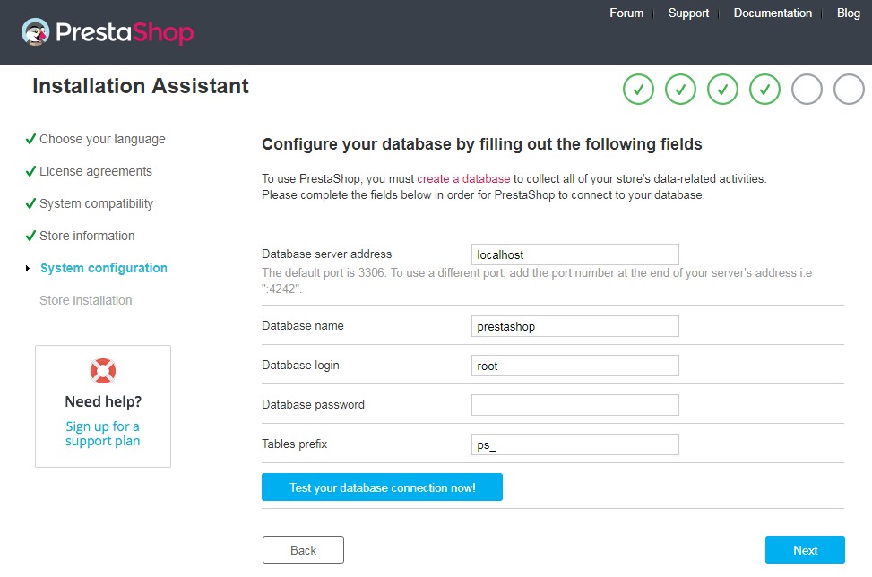 presatshop system configuration