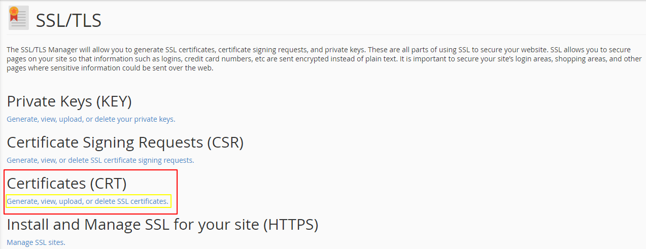 cPanel- CRT