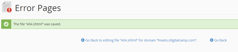 cPanel - Error Pages Success