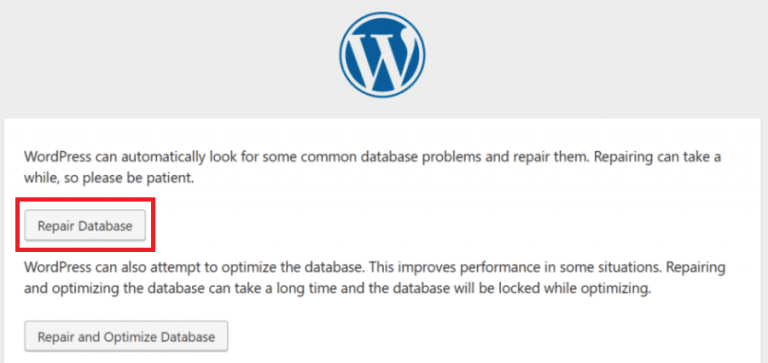 repair database wordpress option 