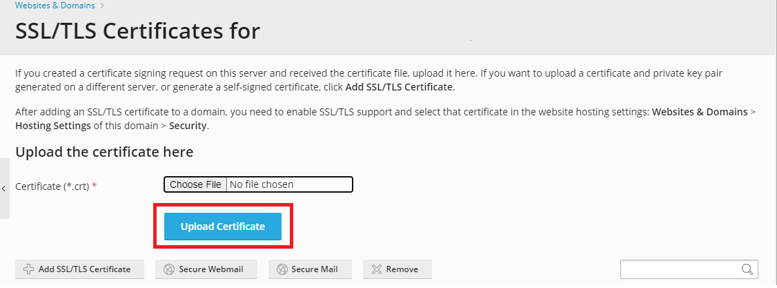 upload certificate