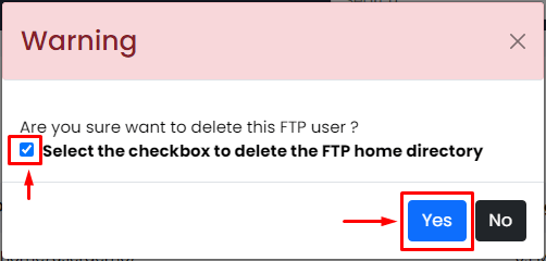 remove/delete ftp user webuzo