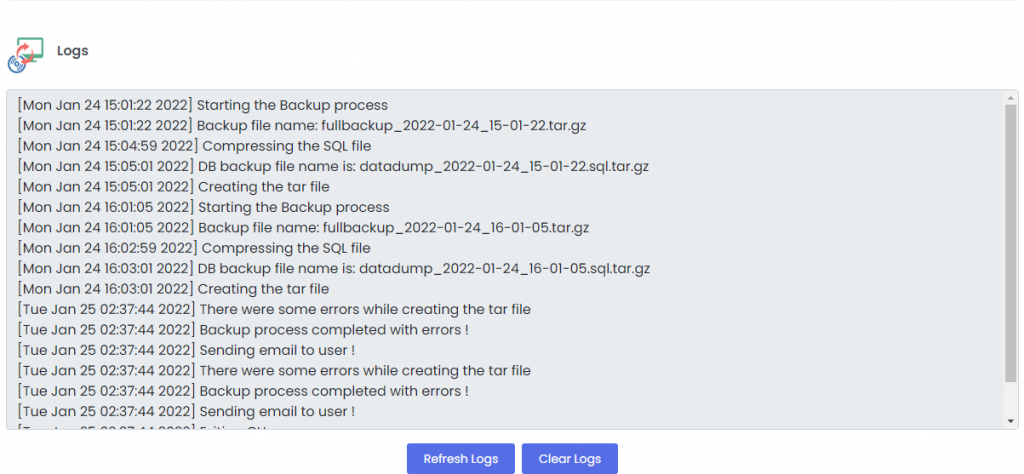 view logs