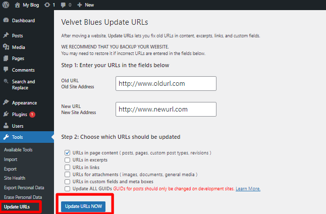 Velvet Blues Update URLs