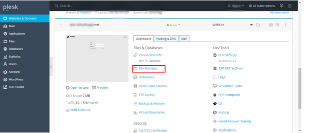 domain dashboard