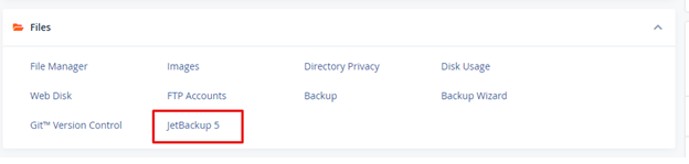 JetBackup 5 option