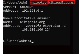 nslookup command