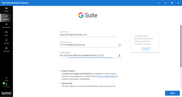 authenticate gsuite account