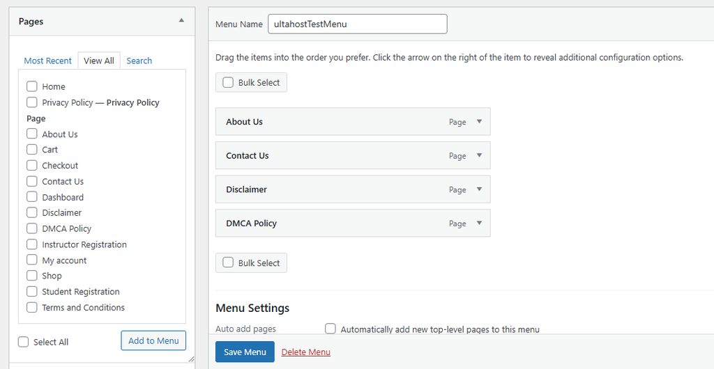 The Save Menu button