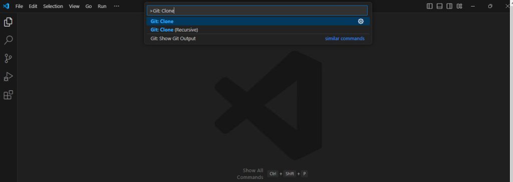 Git: Clone in the Command Palette