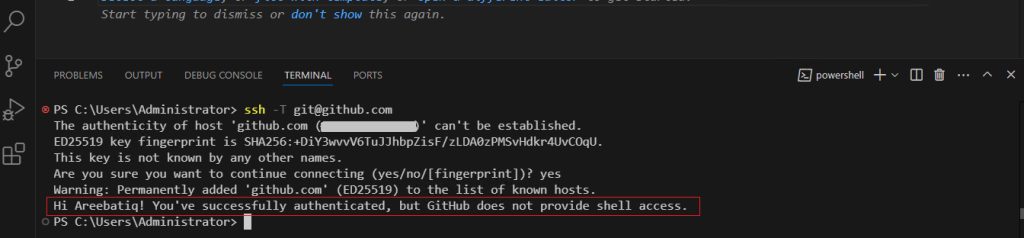 A successful SSH test