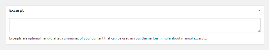 Screenshot: Scroll below the writing box until you find a box called Excerpt .